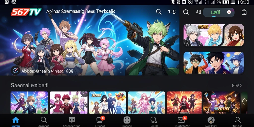 Screenshot gameplay 567TV menampilkan koleksi anime yang beragam.