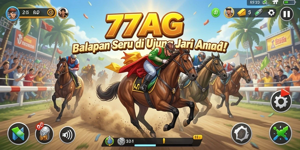 Tangkapan layar dari gameplay balapan yang mendebarkan di 77AG.