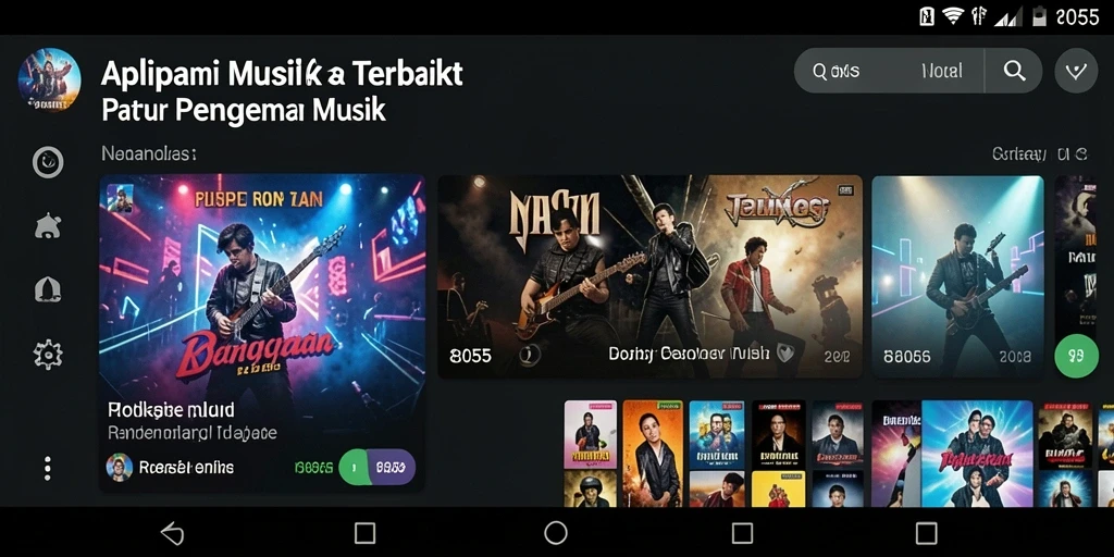 Tampilan utama gameplay aplikasi 8055 menampilkan berbagai genre musik.