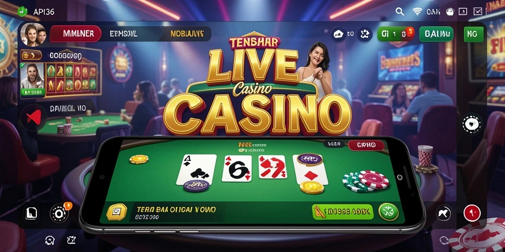 Screenshot gameplay API36 menunjukkan dealer yang ramah dan lingkungan kasino yang realistis.