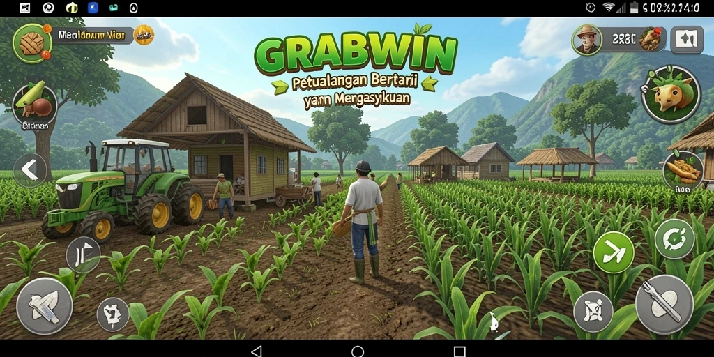 Tampilan gameplay GRABWIN yang penuh warna dan interaktif.