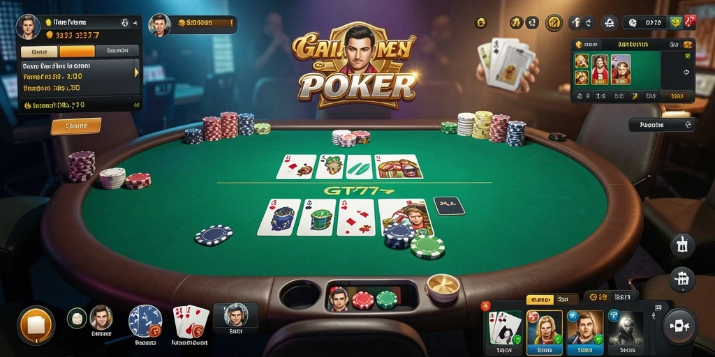 Tampilan menarik GT777 saat bermain poker dengan pemain lain.